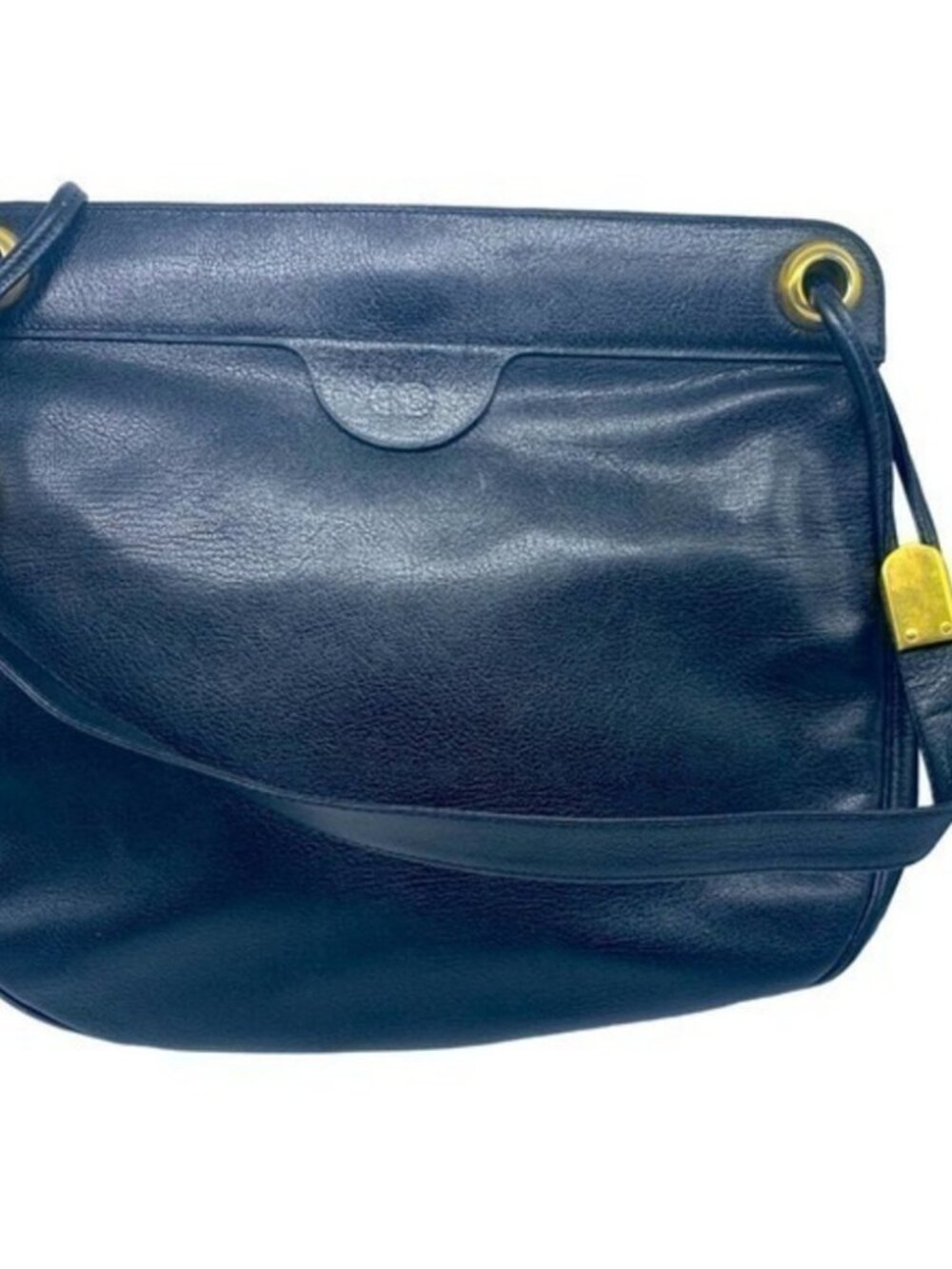 Vintage Christian Dior Black Leather Shoulder Bag | France | Gold Hardware